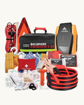 Everlit roadside emergency kit with jump starter, warning triangle, tow strap, and first aid supplies