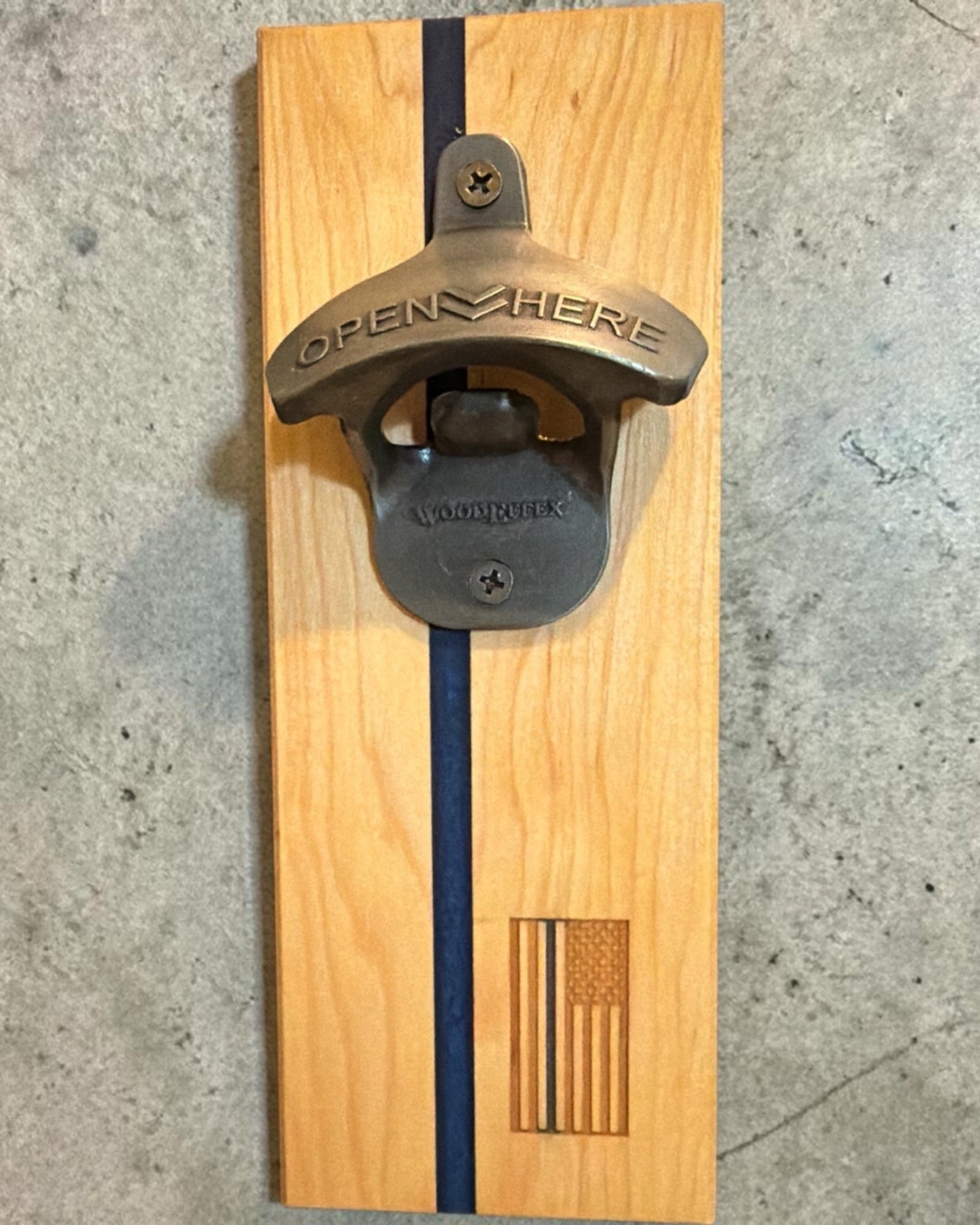 Handmade_Thin_Blue_Line_Wood_Mounted_Bottle_Opener