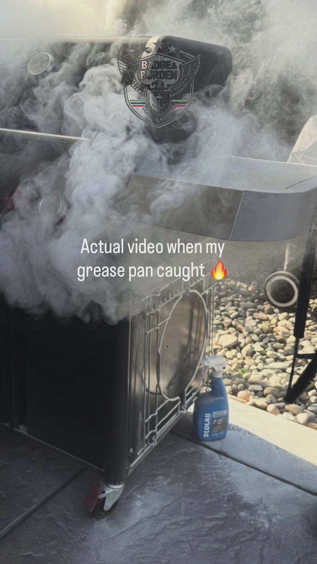 video of kittle fire extinguisher spraying out a grill fire